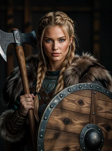 Vikinger Kriegerin im Pelz